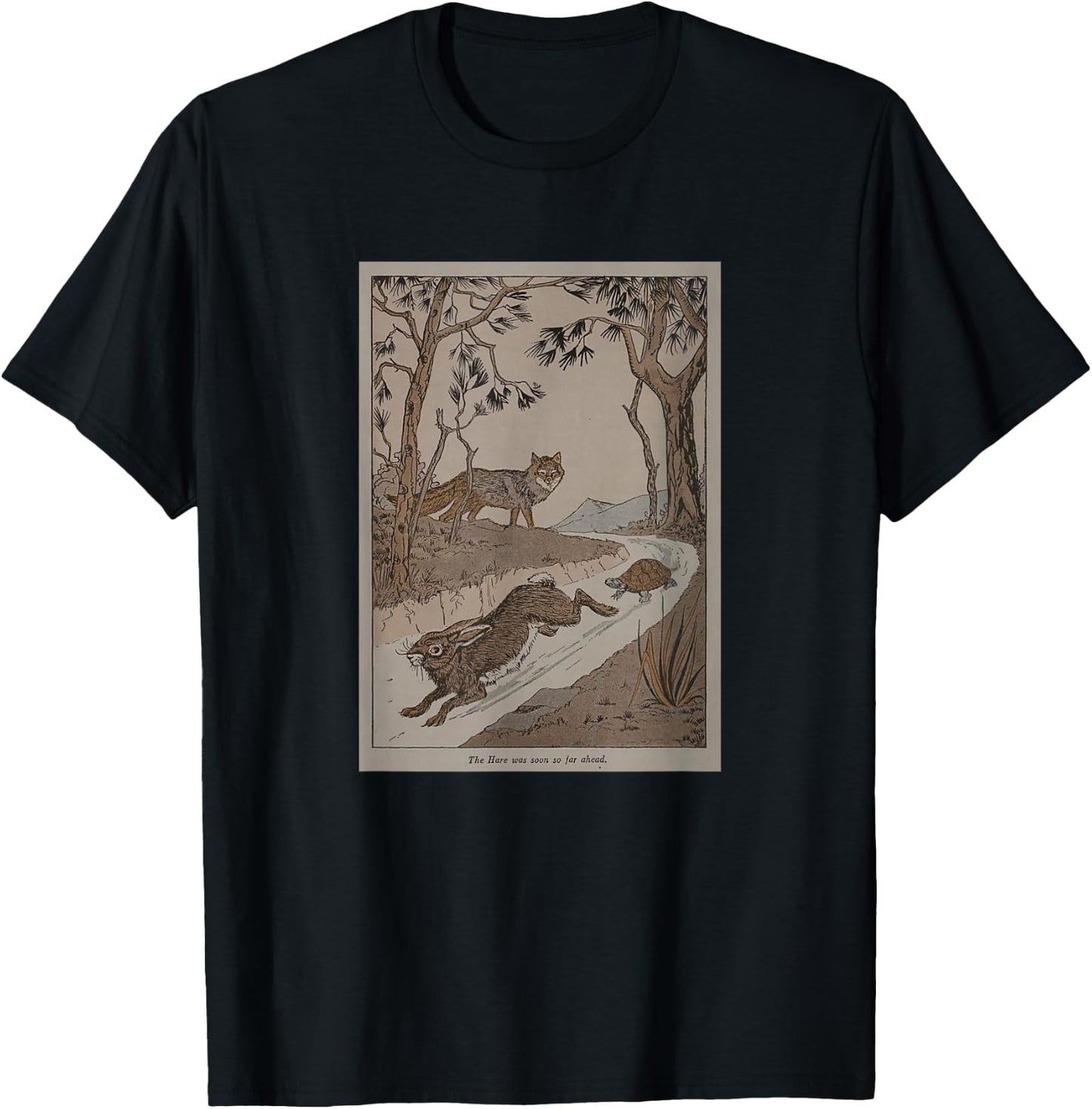 Aesop's Fable The Tortoise and The Hare T-Shirt - T-Shirt | Black