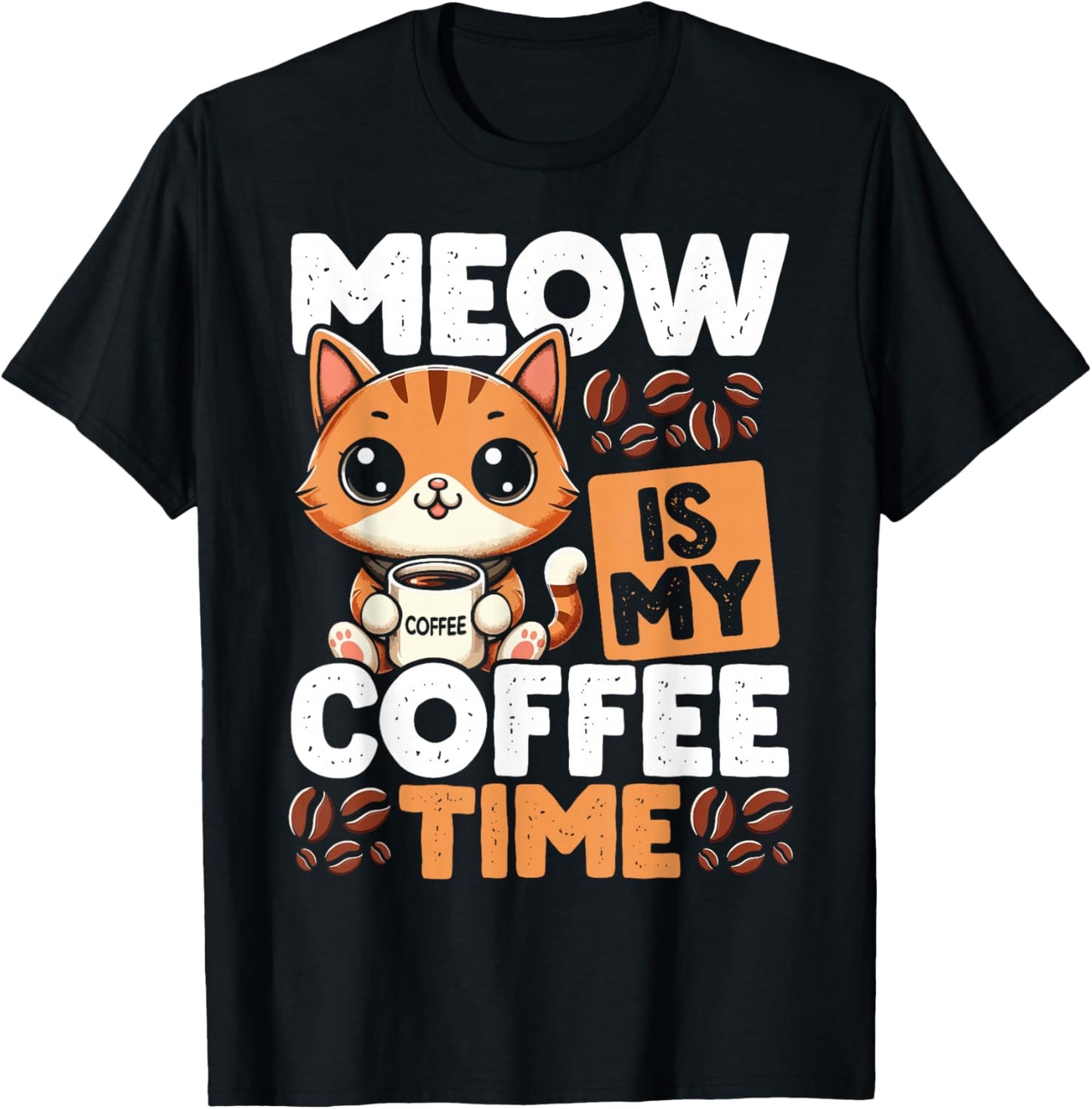 Coffee Cat for Cat Lover Funny Graphic Design Coffee Lover T-Shirt - T-Shirt | Black