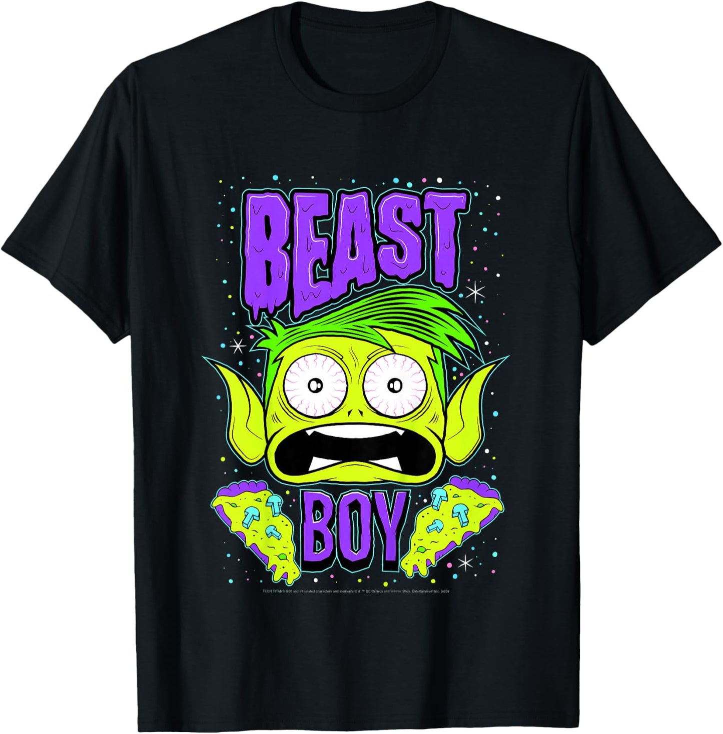 Kids DC Comics Teen Titans Go! Beast Boy Pizza Portrait T-Shirt - T-Shirt | Black