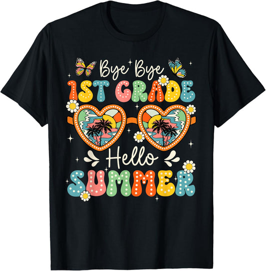 Goodbye 1st Grade Hello Summer Last Day Of School Boys Kids T-Shirt - T-Shirt | Black