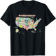 United States America Educational USA Wonders & States Map T-Shirt - T-Shirt | Black