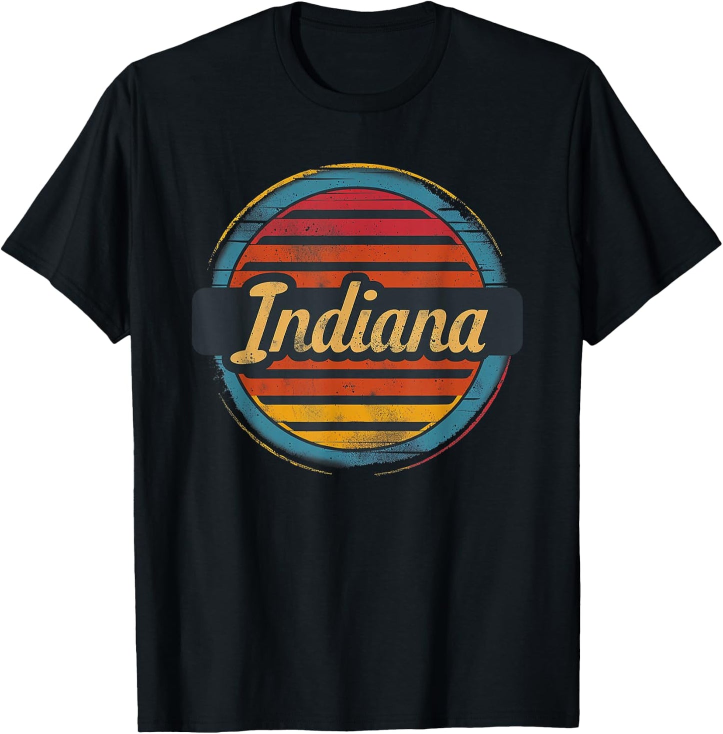 Indiana - Cool Funny Graphic Vintage Men Women Kids Retro T-Shirt - T-Shirt | Black