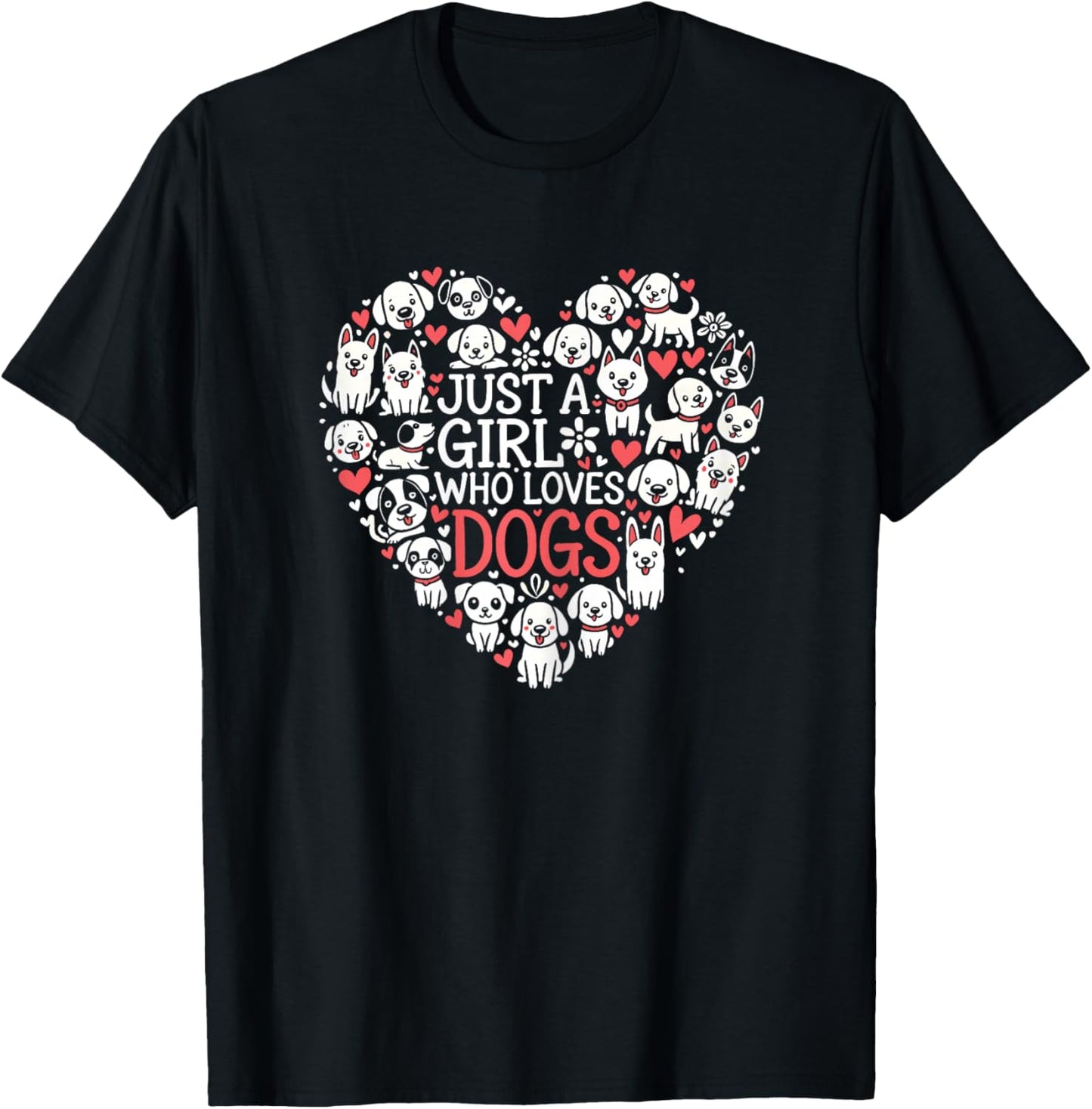 Cute Dog Lover Cute Puppy Girl Design T-Shirt - T-Shirt | Black