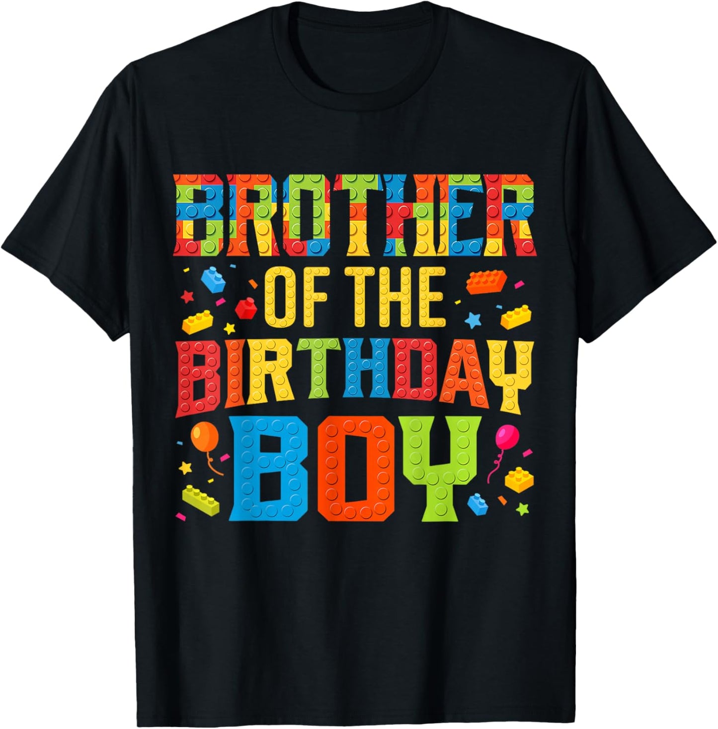 Brother Of The Birthday Boy Master Builder Building Blocks T-Shirt - T-Shirt | Black