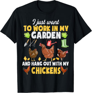 Chicken Animal Farm Garden For Farmer, Men, Women, Gardening T-Shirt - T-Shirt | Black