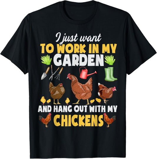 Chicken Animal Farm Garden For Farmer, Men, Women, Gardening T-Shirt - T-Shirt | Black