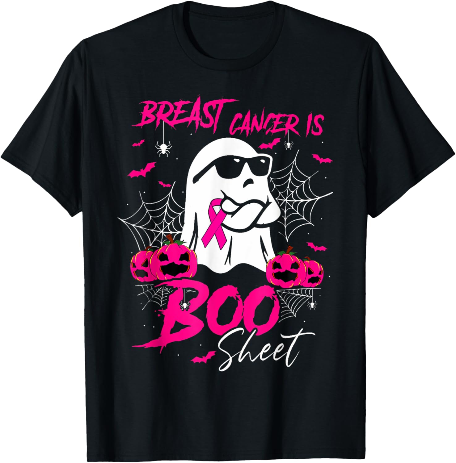 Breast Cancer Is Boo Sheet Breast Cancer Warrior Halloween T-Shirt - T-Shirt | Black