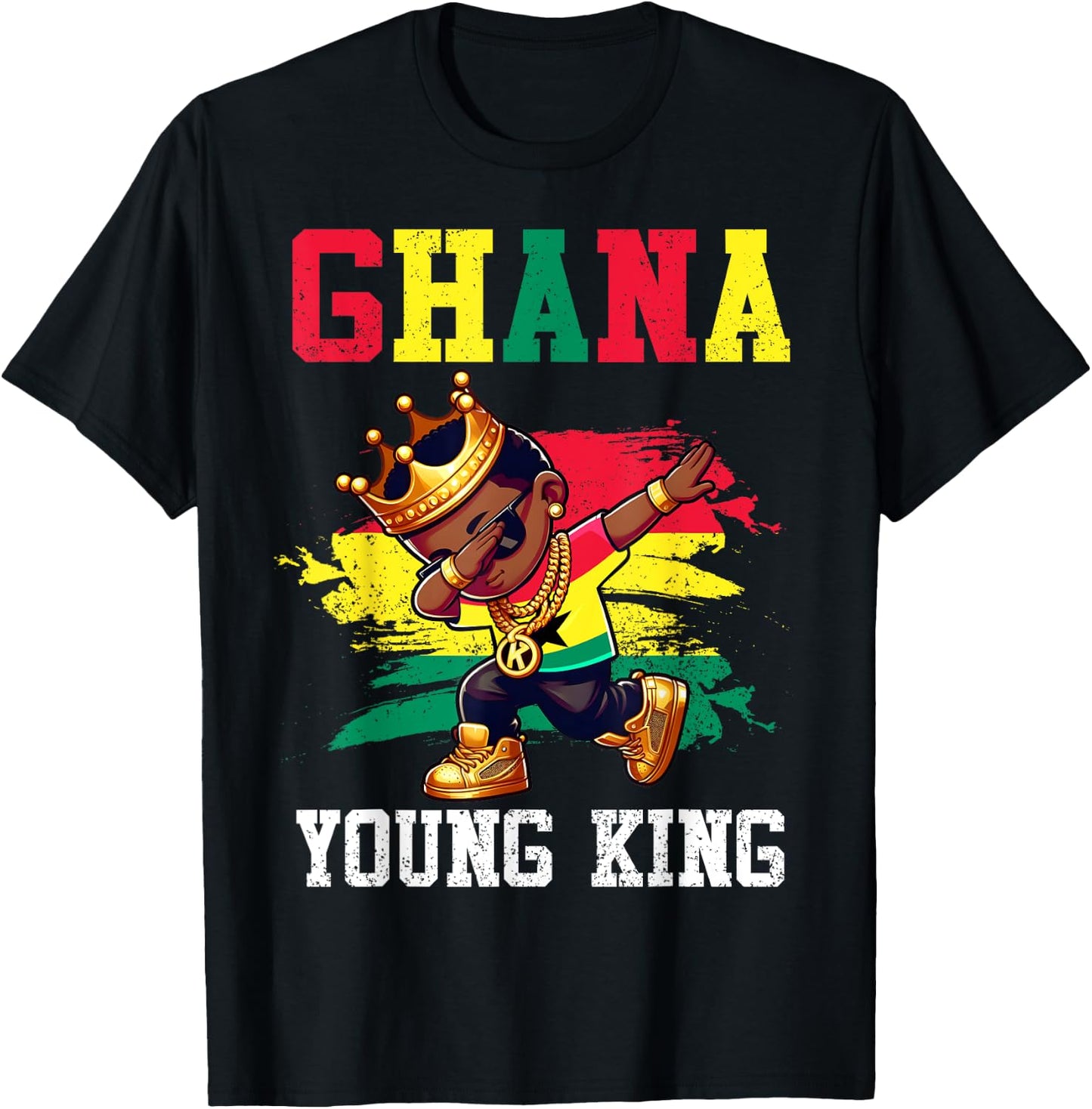 Ghana Young King Ghanaian Boy African Proud Ghanaian Flag T-Shirt - T-Shirt | Black