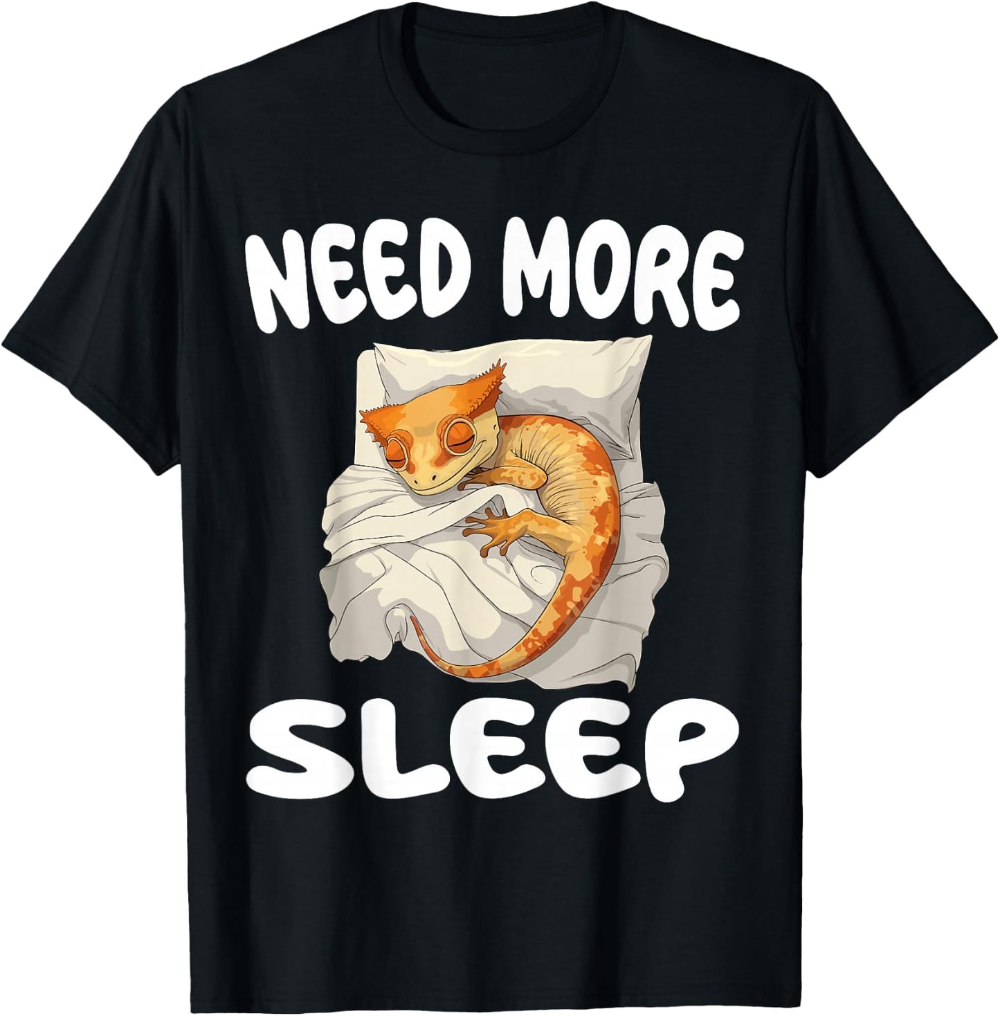 Cute Crested Gecko Need More Sleep Pajamas Nightgown T-Shirt - T-Shirt | Black