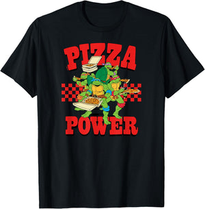 Teenage Mutant Ninja Turtles - Pizza Power Checkered T-Shirt - T-Shirt | Black