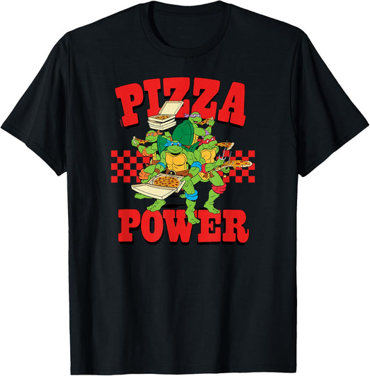 Teenage Mutant Ninja Turtles - Pizza Power Checkered T-Shirt - T-Shirt | Black