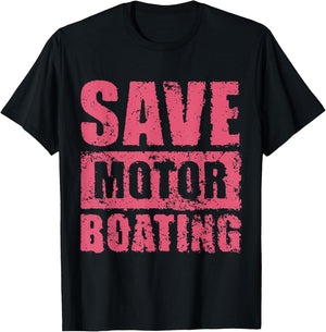 Save Motor Boating - Breast Cancer Awareness T-Shirt - T-Shirt | Black