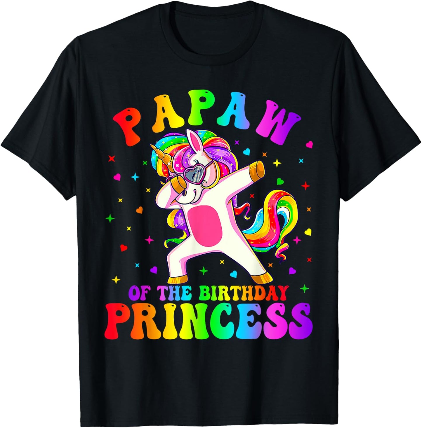 Papaw of the Birthday Princess Girl Dabbing Unicorn Funny T-Shirt - T-Shirt | Black