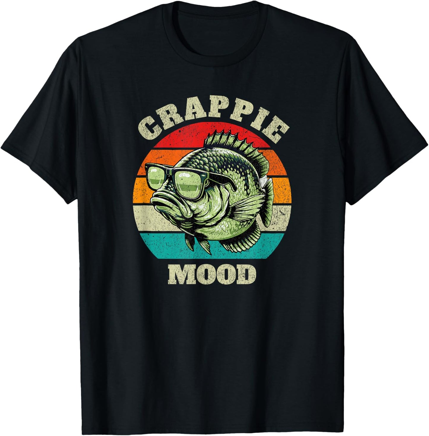 Funny Crappie Mood Retro Fishing Sarcastic Dad Boys T-Shirt - T-Shirt | Black
