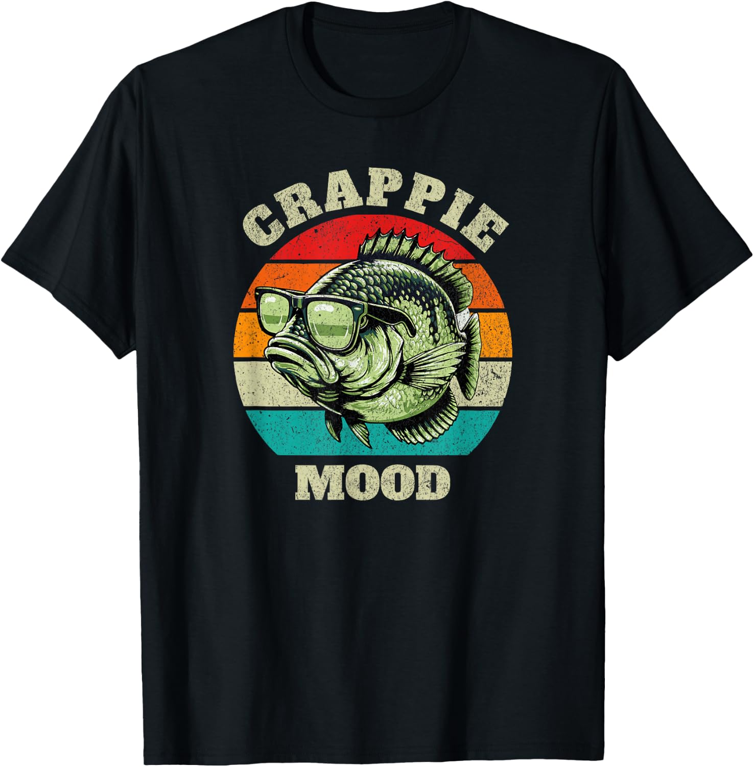 Funny Crappie Mood Retro Fishing Sarcastic Dad Boys T-Shirt - T-Shirt | Black
