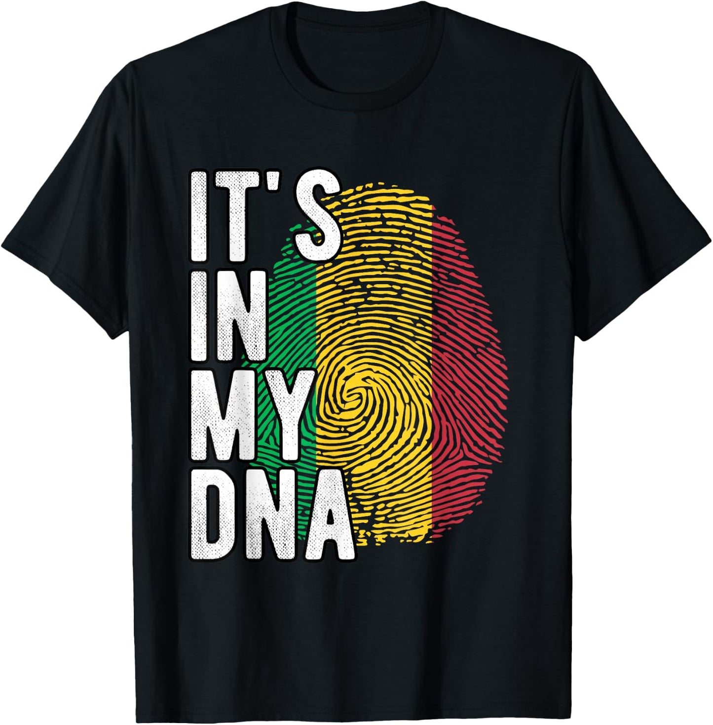 Funny it's in my DNA Mali flag Fingerprint T-Shirt - T-Shirt | Black