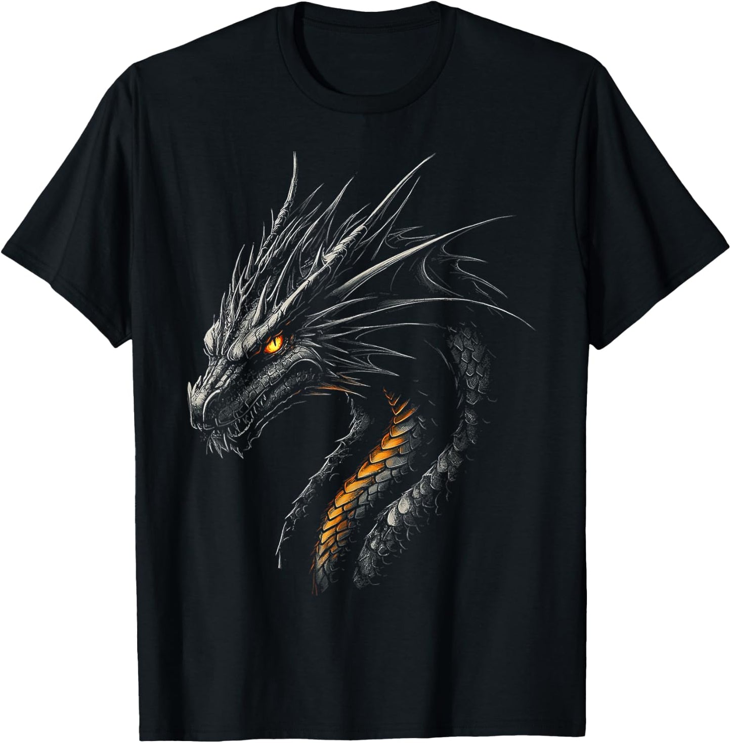 Black Dragon Motif Mythical Art Black Dragon T-Shirt - T-Shirt | Black