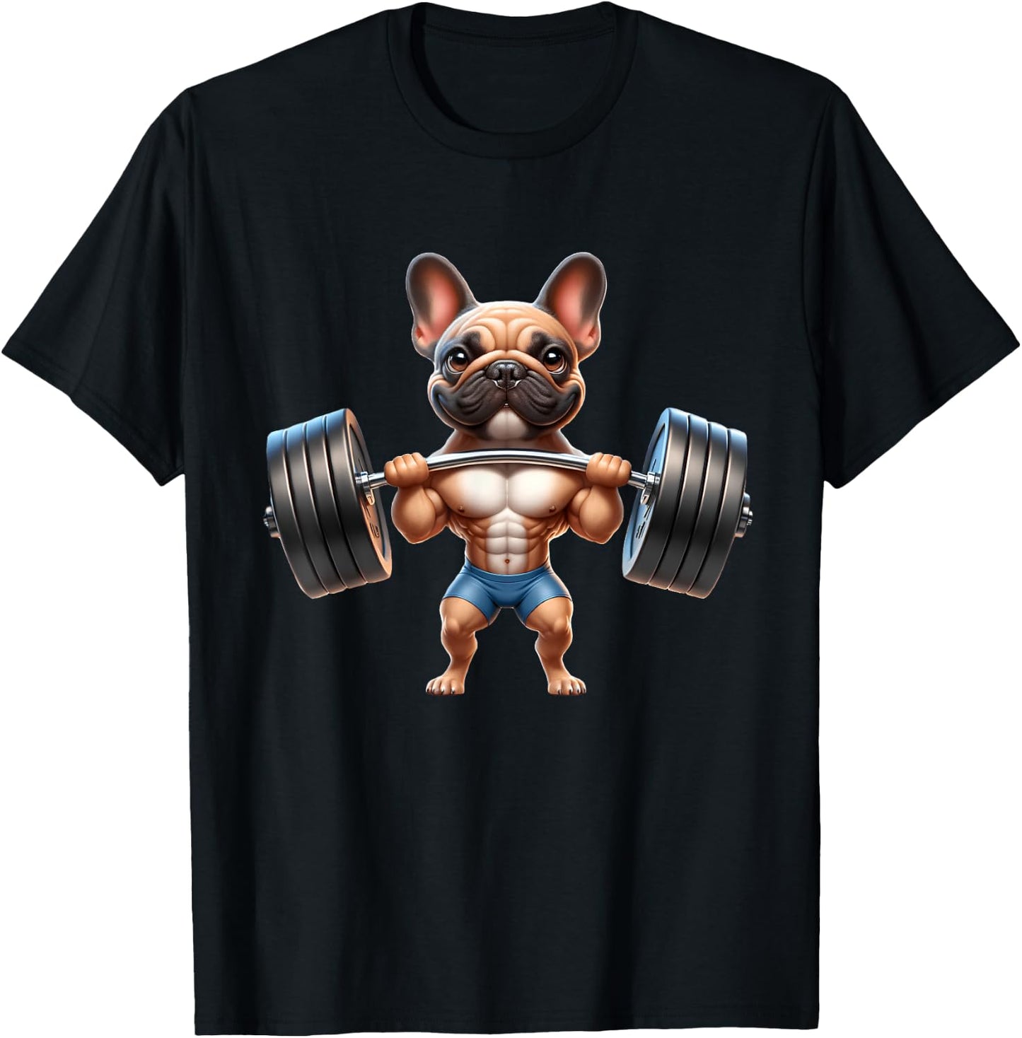 French Bulldog Gym Frenchie Weightlifter Bodybuilding Women Kids T-Shirt - T-Shirt | Black
