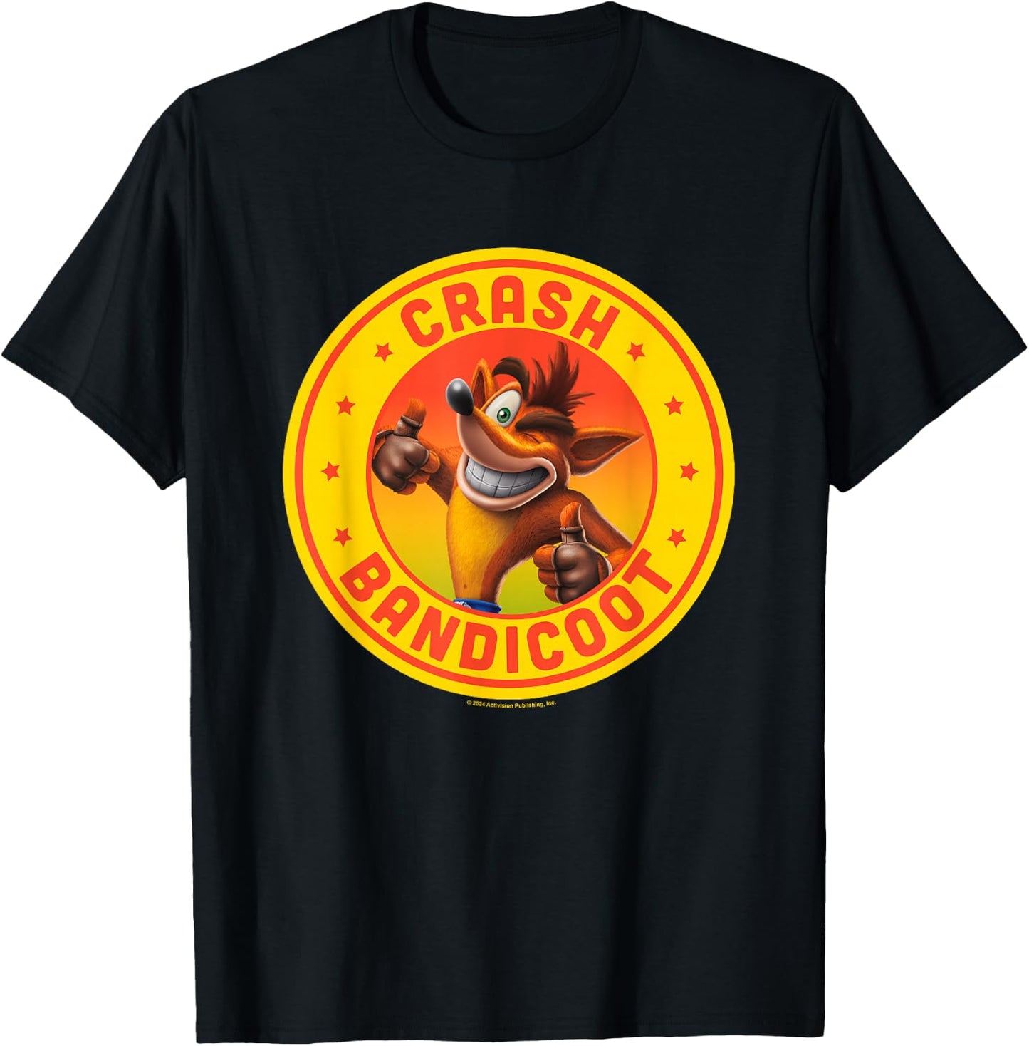 Crash Bandicoot Thumbs Up Star Spangled Logo T-Shirt - T-Shirt | Black