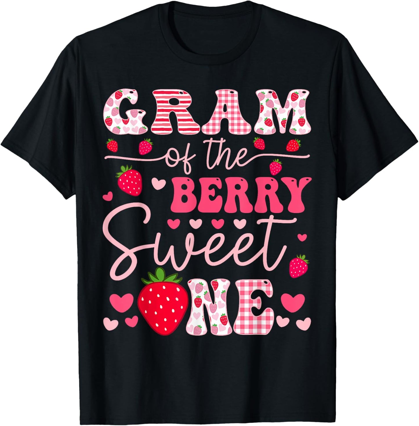 Gram Of The Berry Sweet One Strawberry Groovy T-Shirt - T-Shirt | Black