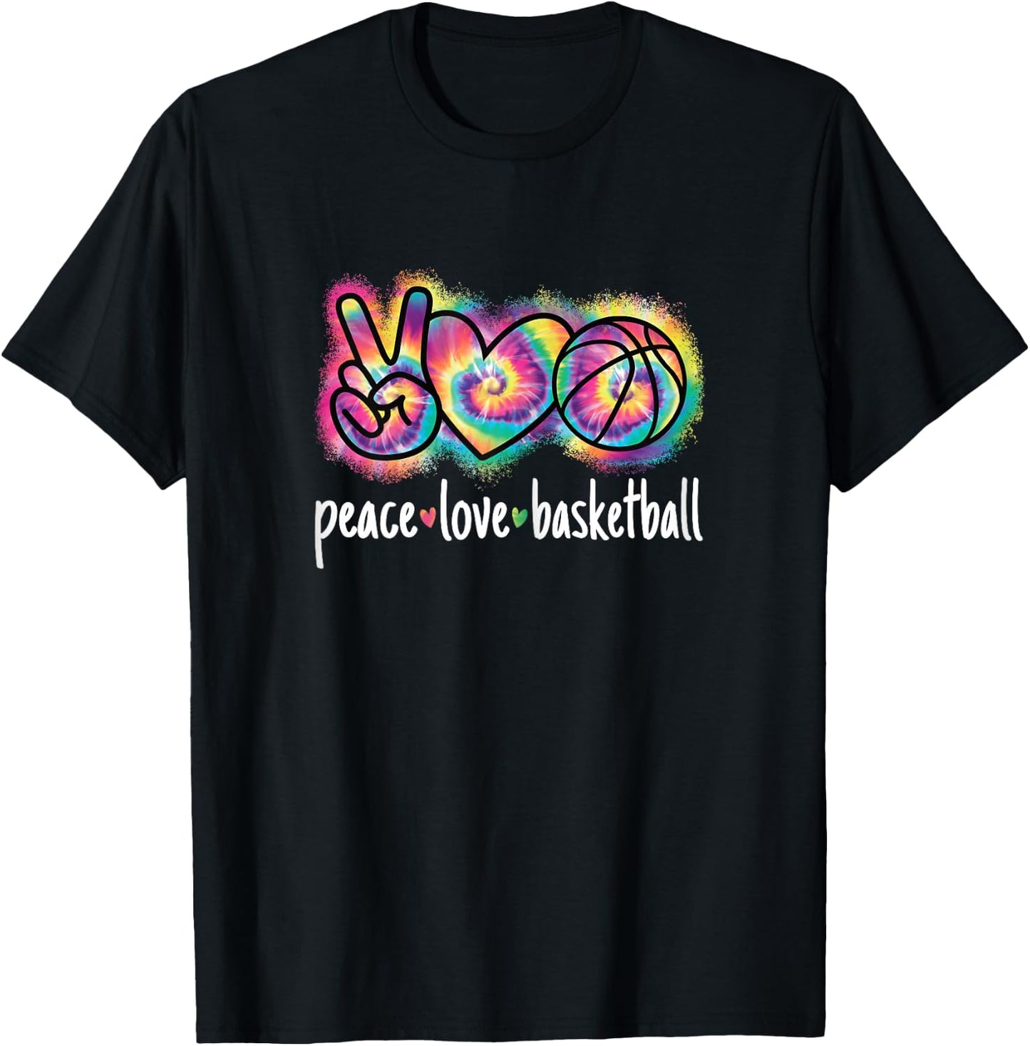 Peace Love Basketball Women Girls Cute Basketball Player T-Shirt - T-Shirt | Black