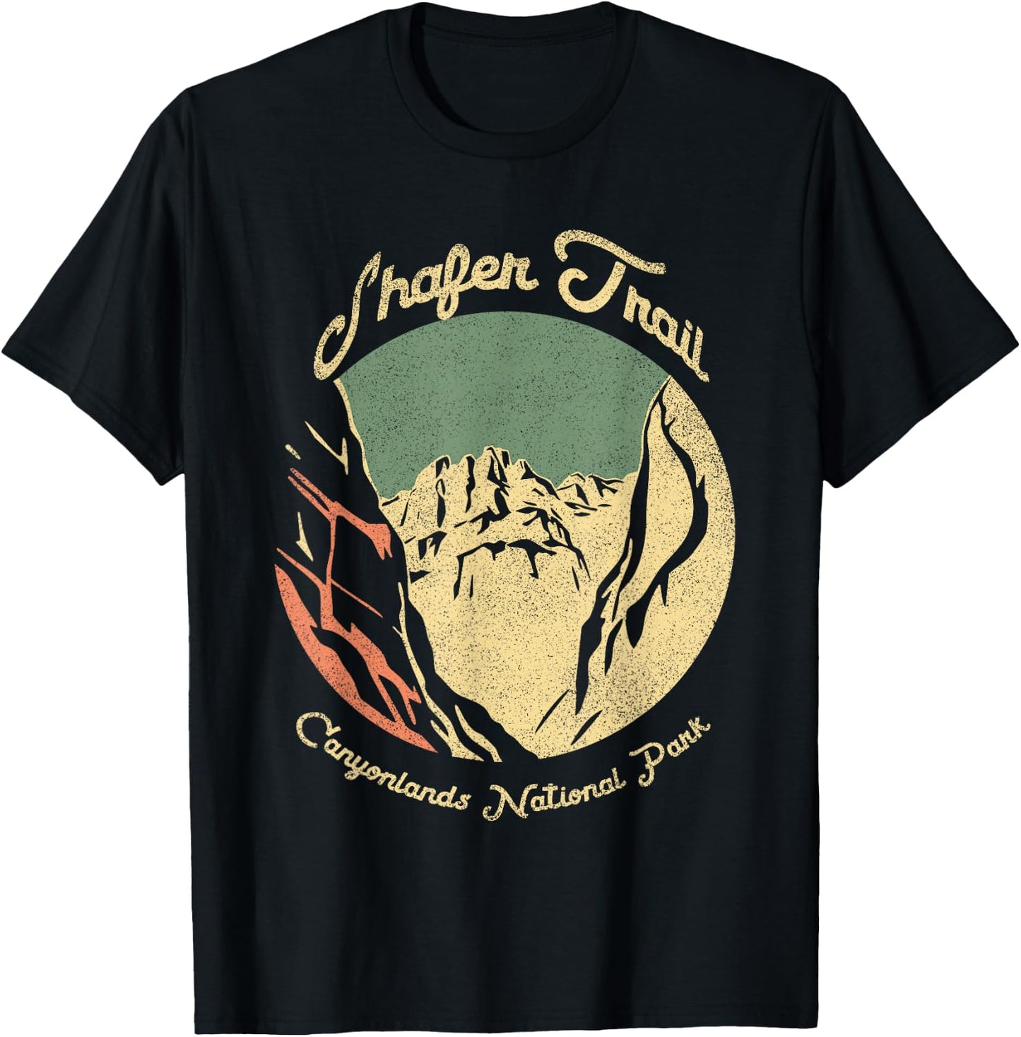 Shafer Trail Canyonlands National Park Vintage Black Version T-Shirt - T-Shirt | Black