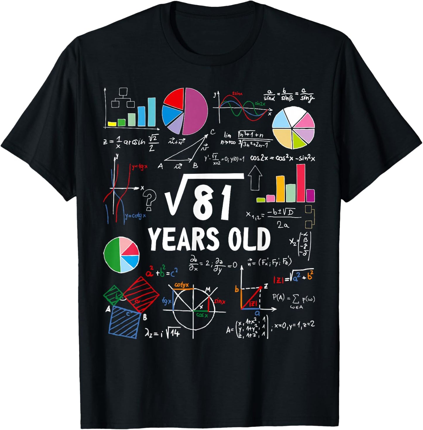 Square Root Of 81 9th Birthday Funny 9 Year Old Math Lover T-Shirt - T-Shirt | Black