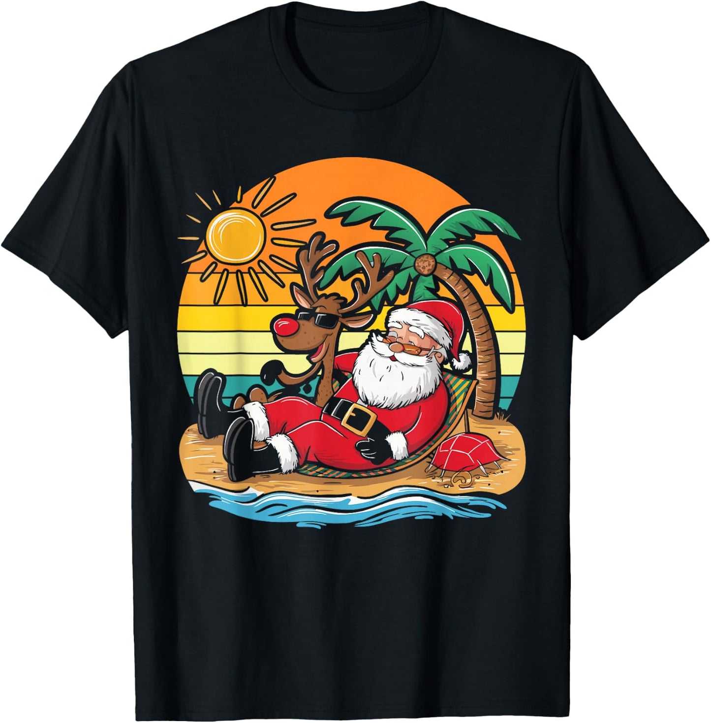 Christmas on The Beach Christmas T-Shirt - T-Shirt | Black