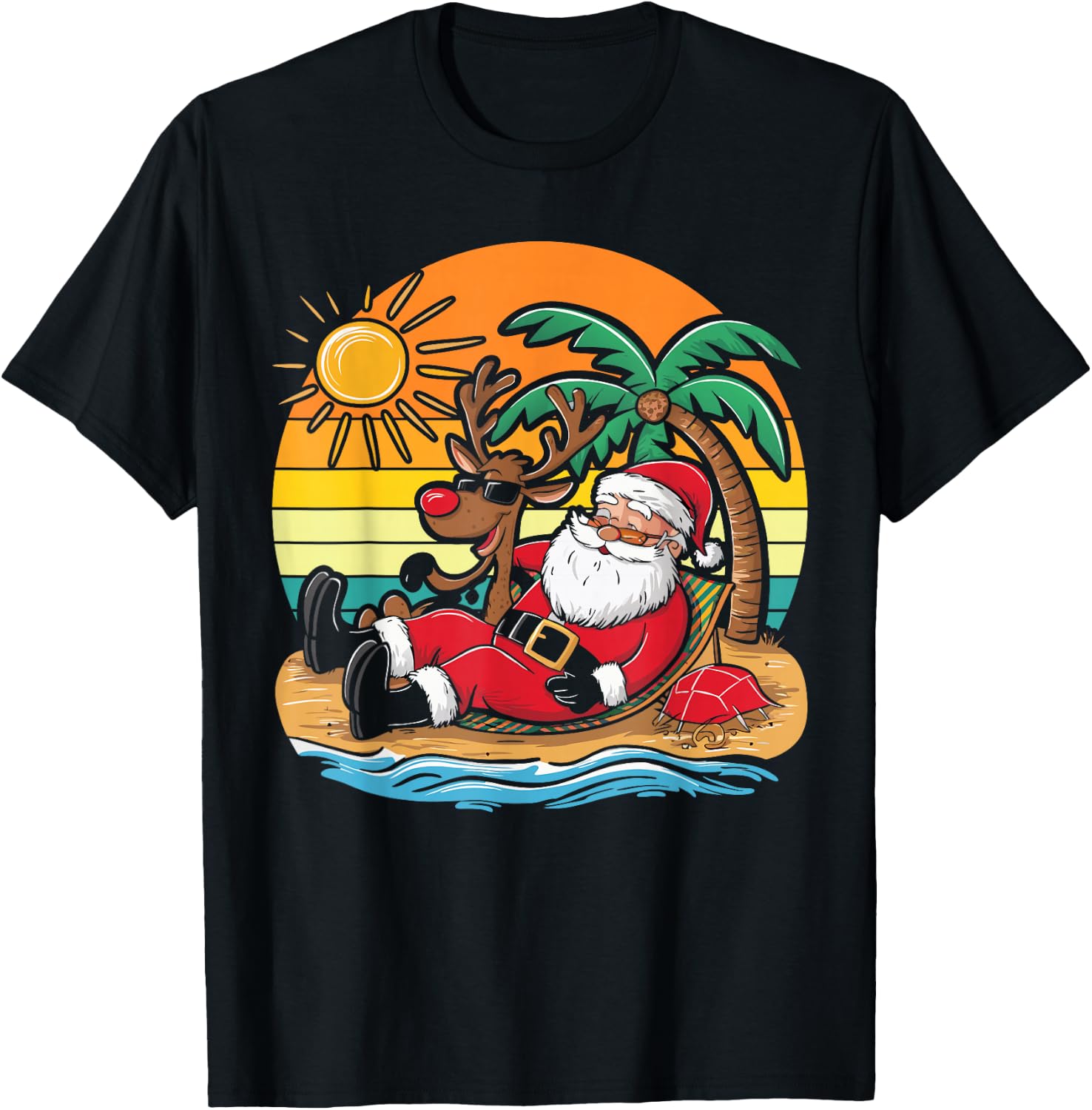 Christmas on The Beach Christmas T-Shirt - T-Shirt | Black