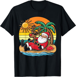 Christmas on The Beach Christmas T-Shirt - T-Shirt | Black