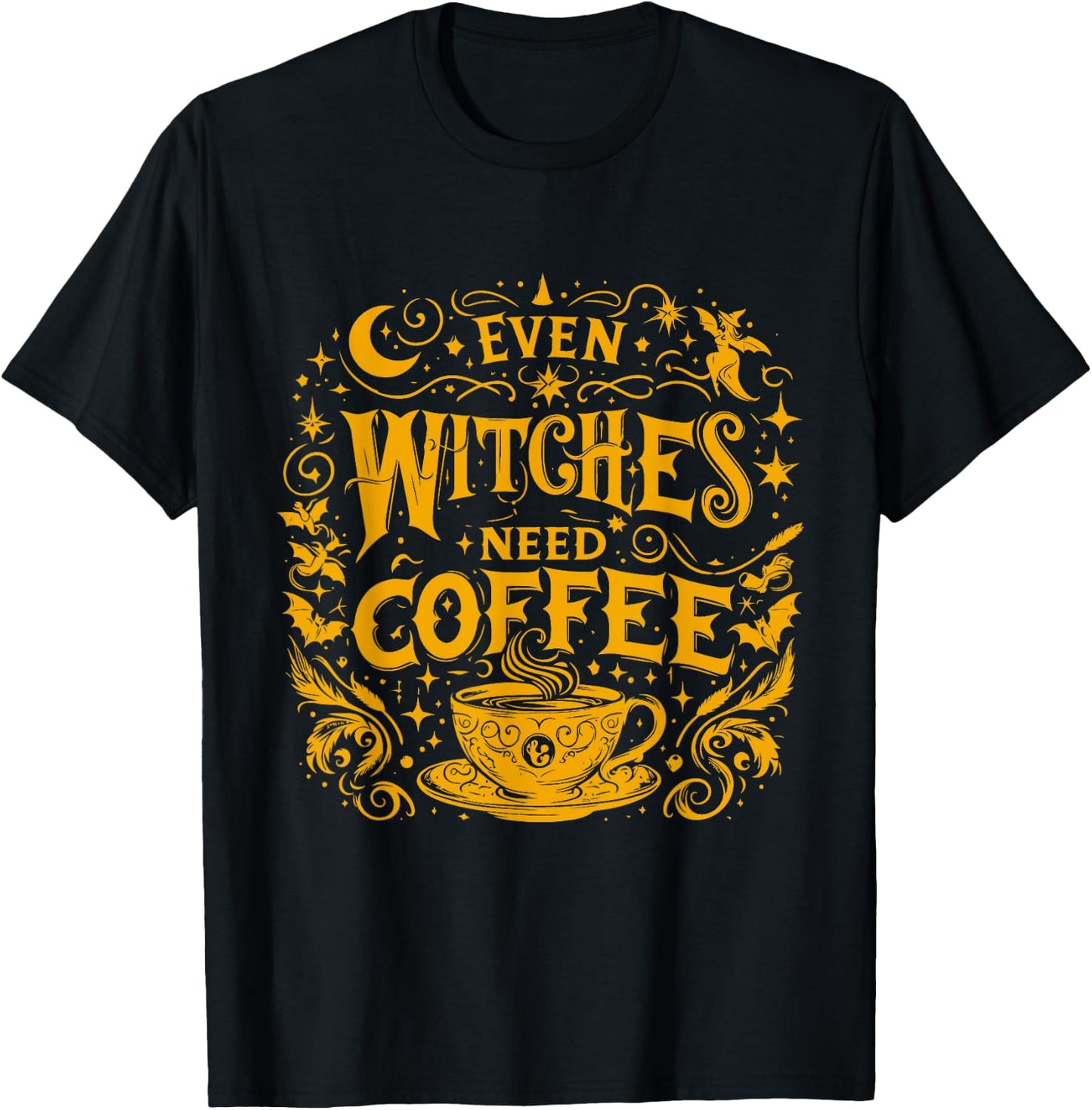 Instant Message - Even Witches Need Coffee T-Shirt - T-Shirt | Black