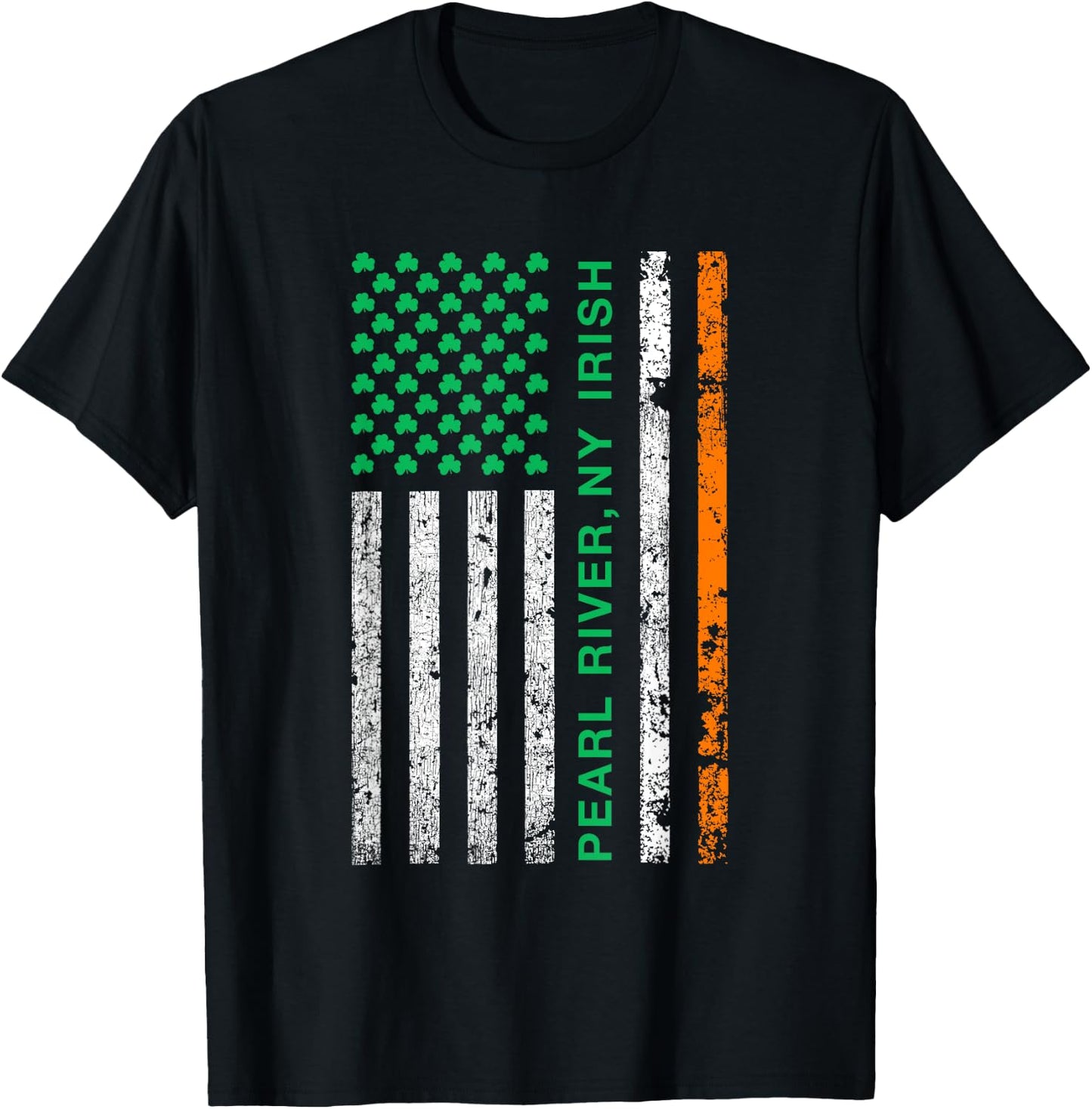 Pearl River New York Irish American Ireland US Flag Women Kids Men T-Shirt - T-Shirt | Black