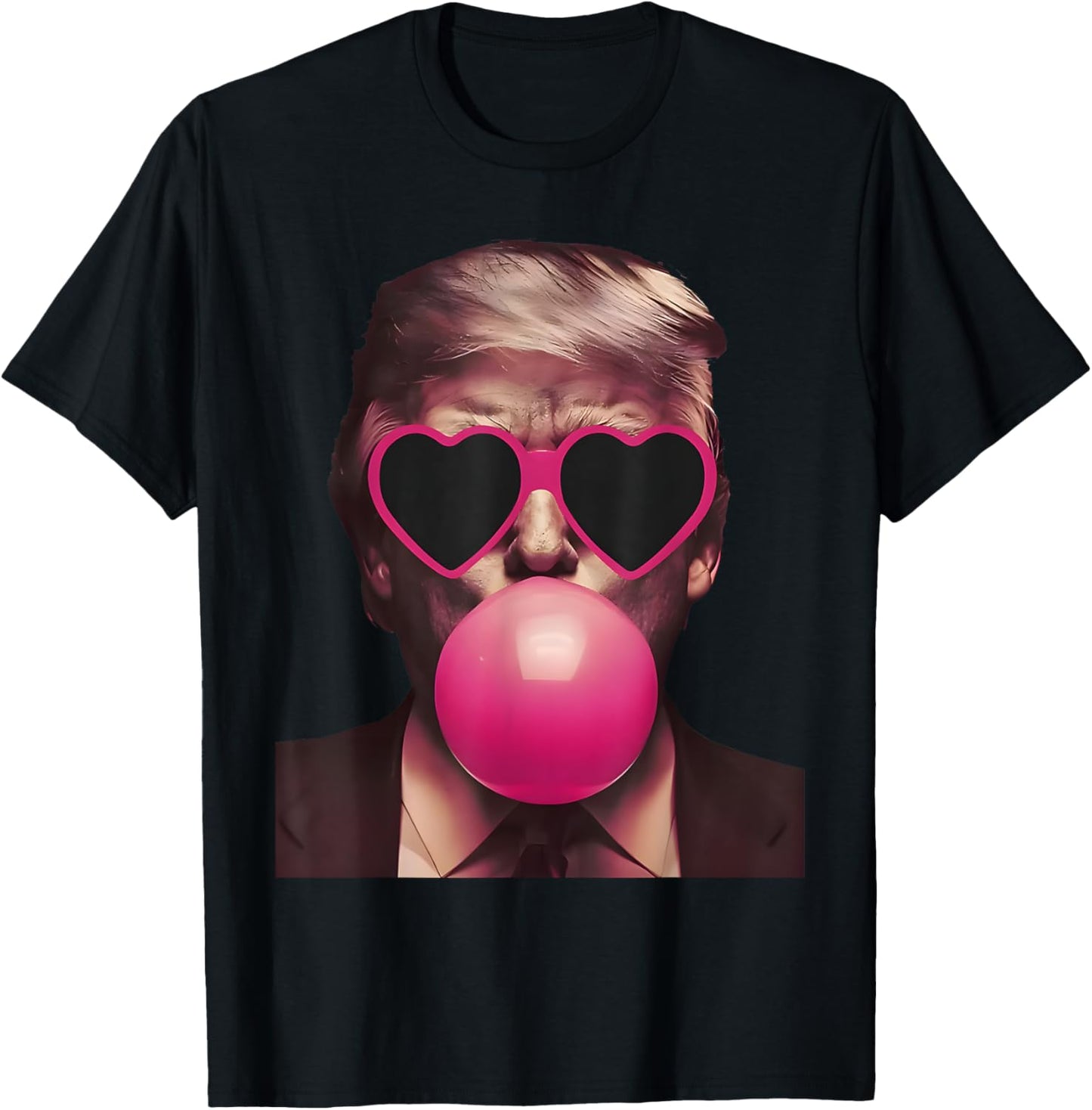 Funny Trump Pink Sunglasses Blowing Bubble Donald Trump 2024 T-Shirt - T-Shirt | Black