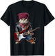 Cat Playing Guitar Cute Funny Cute Kitten Rock Rockin Cat T-Shirt - T-Shirt | Black