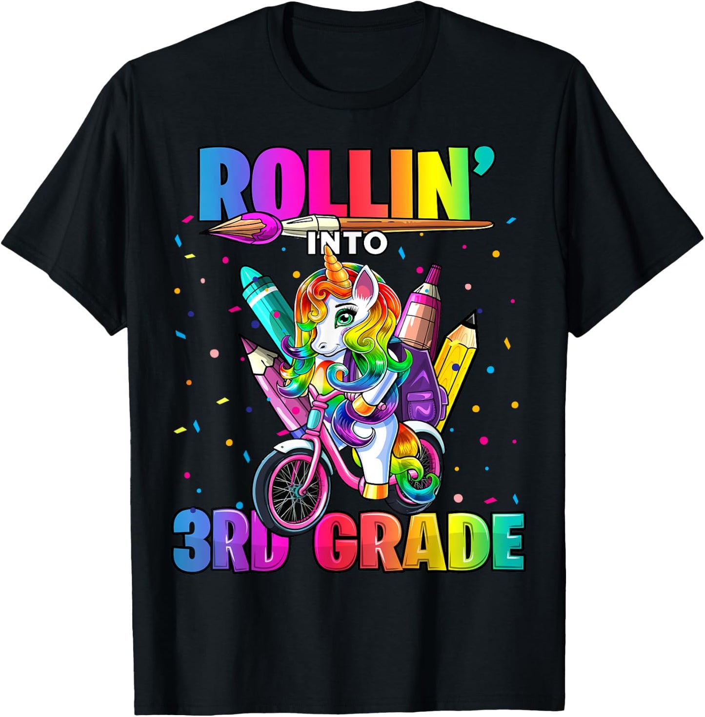 3rd Grade Unicorn Back to School First Day of School Girls T-Shirt - T-Shirt | Black