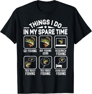 Things I Do In My Spare Time Fishing Funny T-Shirt - T-Shirt | Black