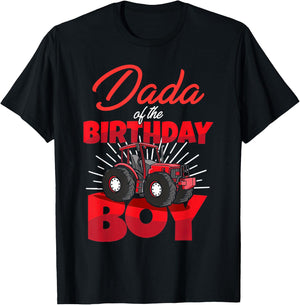 Dada Of The Birthday Boy Tractor Farm Family Bday Party T-Shirt - T-Shirt | Black