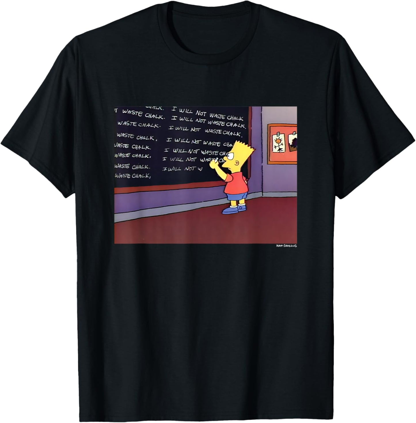 The Simpsons Iconic Scene Bart I Will Not Waste Chalk Logo T-Shirt - T-Shirt | Black