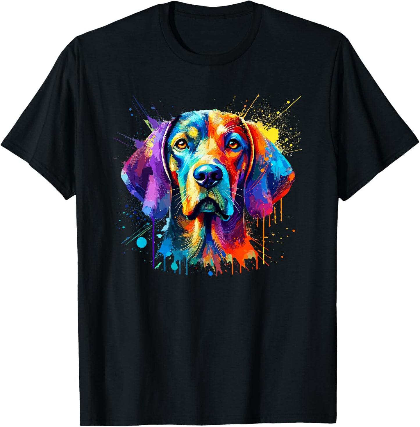 Colorful Splash Art Plott Hound Plott Dog T-Shirt - T-Shirt | Black