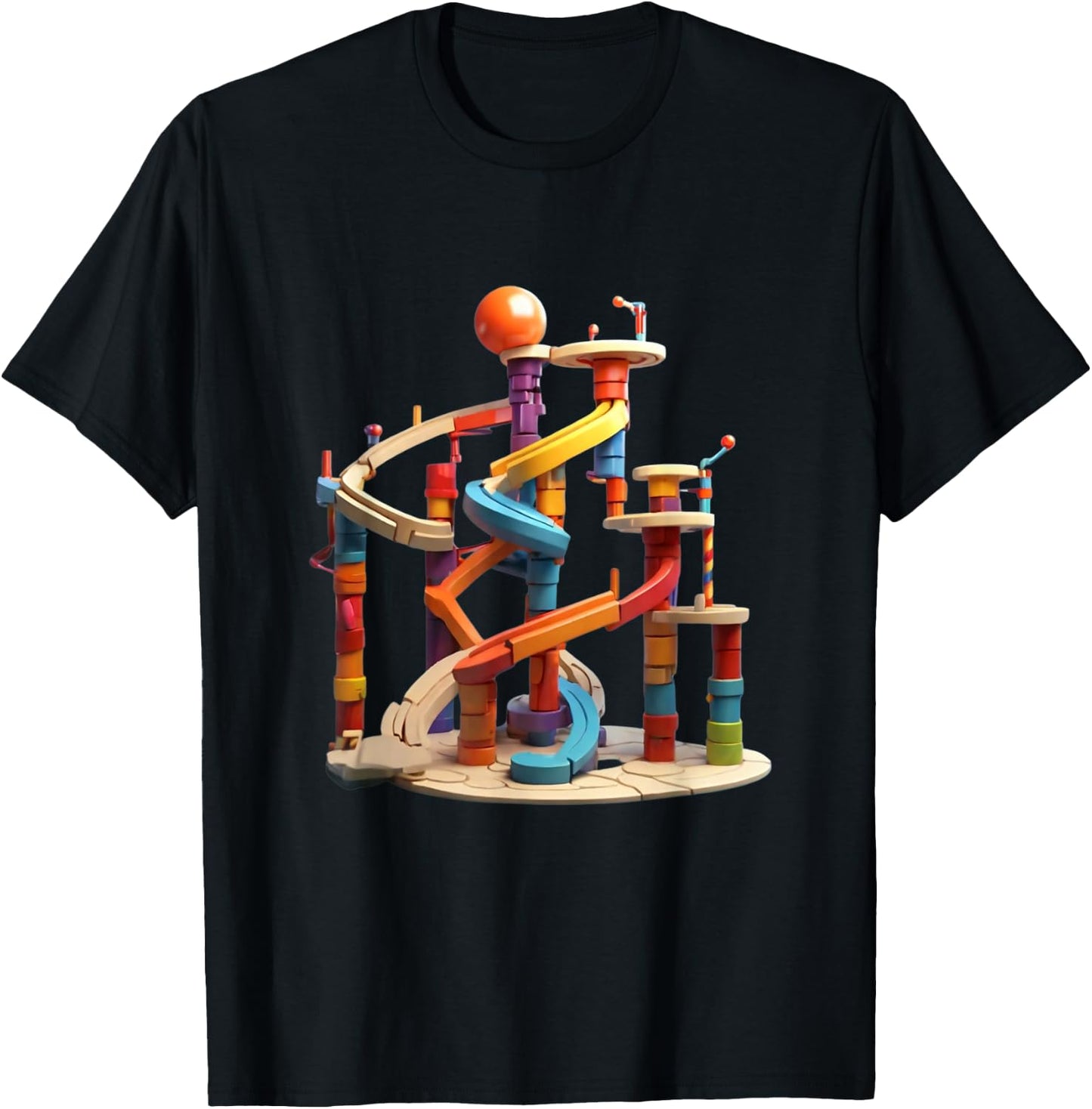 Marble Run Graphic Design T-Shirt - T-Shirt | Black
