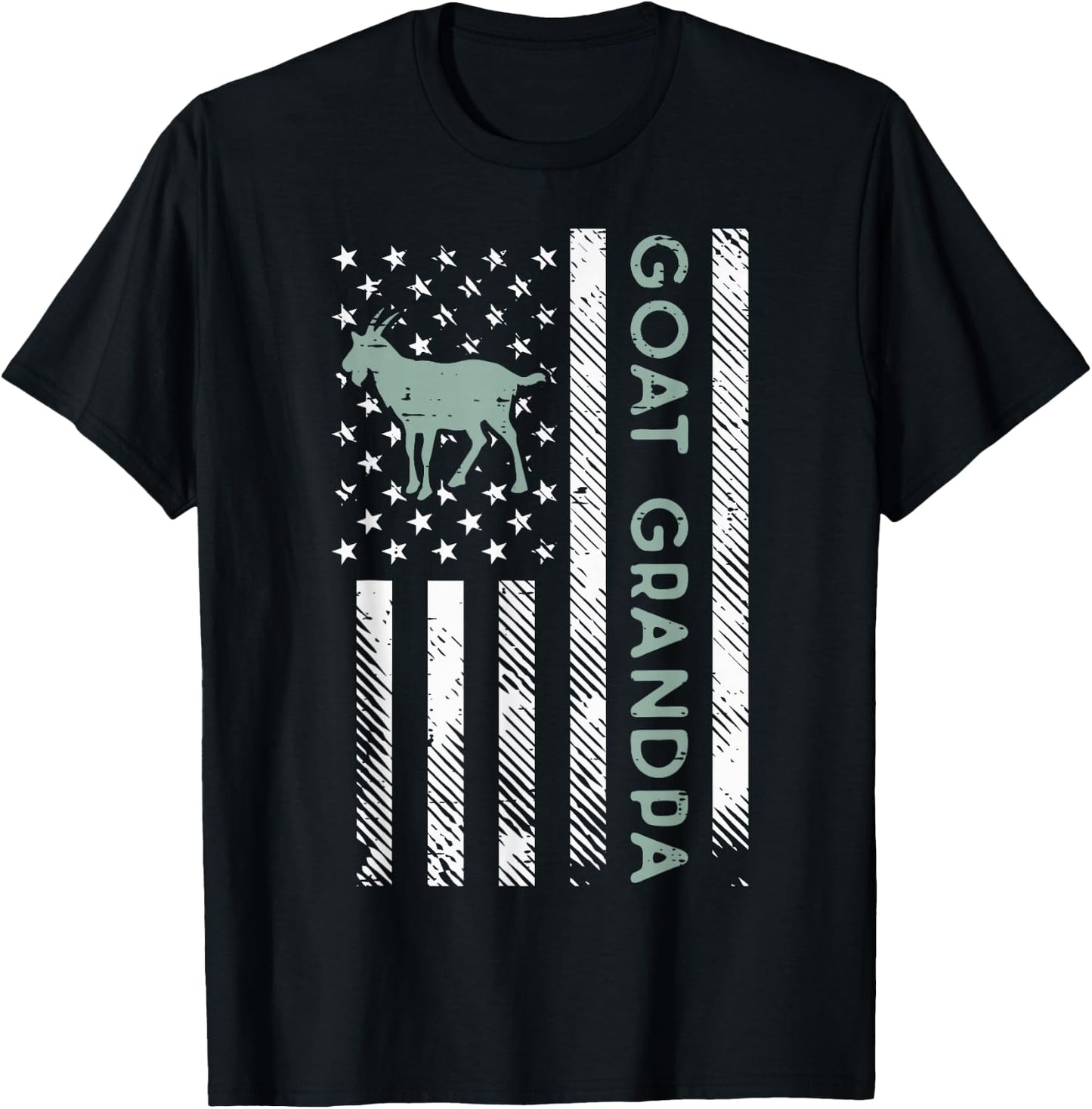 Goat Grandpa US Flag Vintage Patriotic Farm Farmer Papa Men T-Shirt - T-Shirt | Black