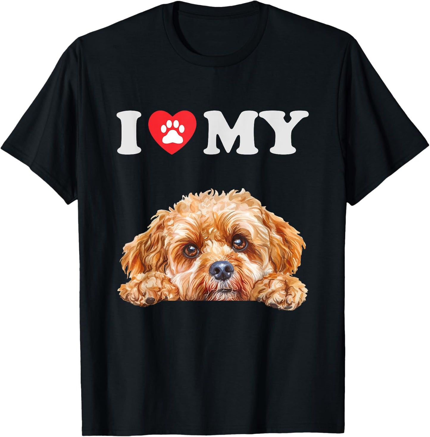 Cavapoo I Heart My Dog Funny Dog Lover Men Women Girls Kids T-Shirt - T-Shirt | Black