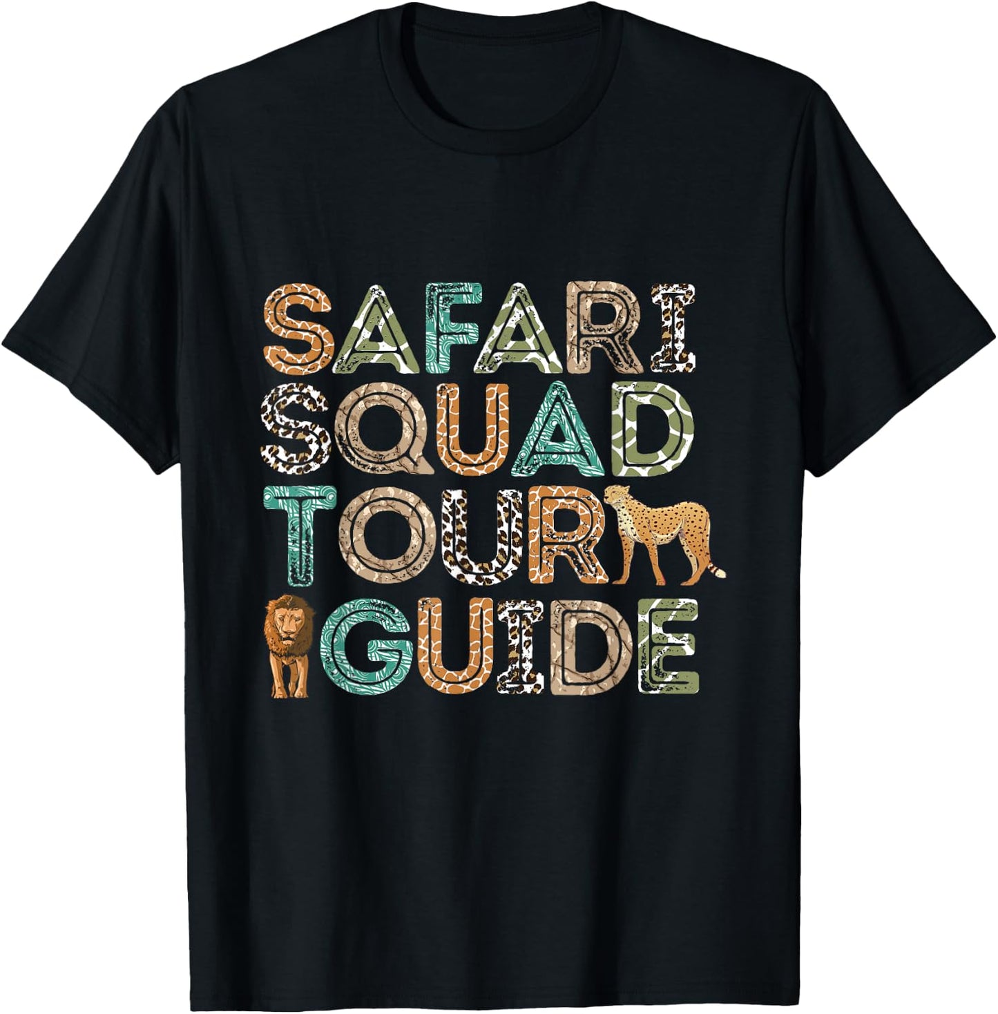 Safari Tour Guide Safari Squad Animals Wildlife Safari T-Shirt - T-Shirt | Black