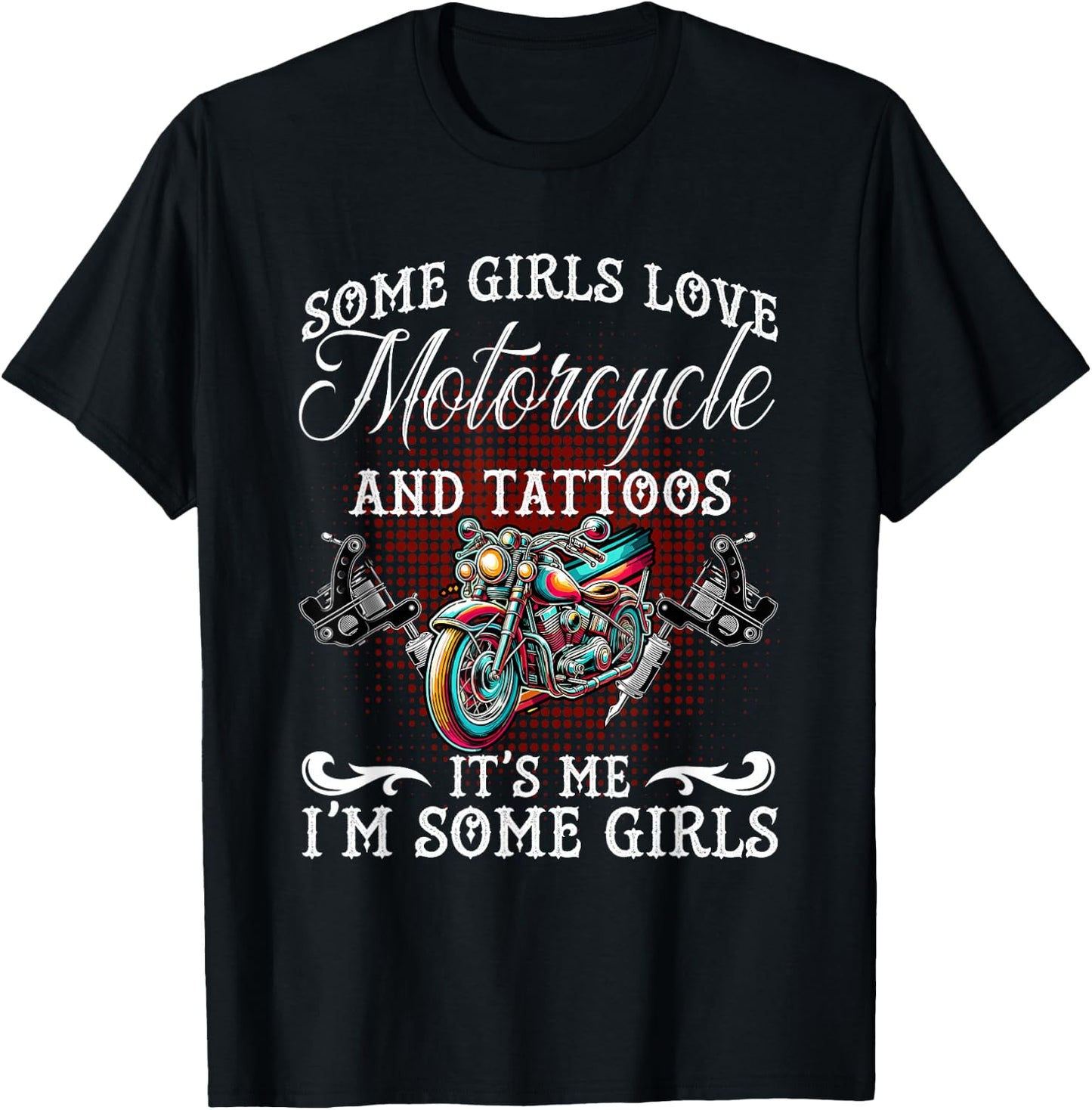 Motorcycle And Tattoos Inked Tattooed Women Ink Tattoo Lady T-Shirt - T-Shirt | Black