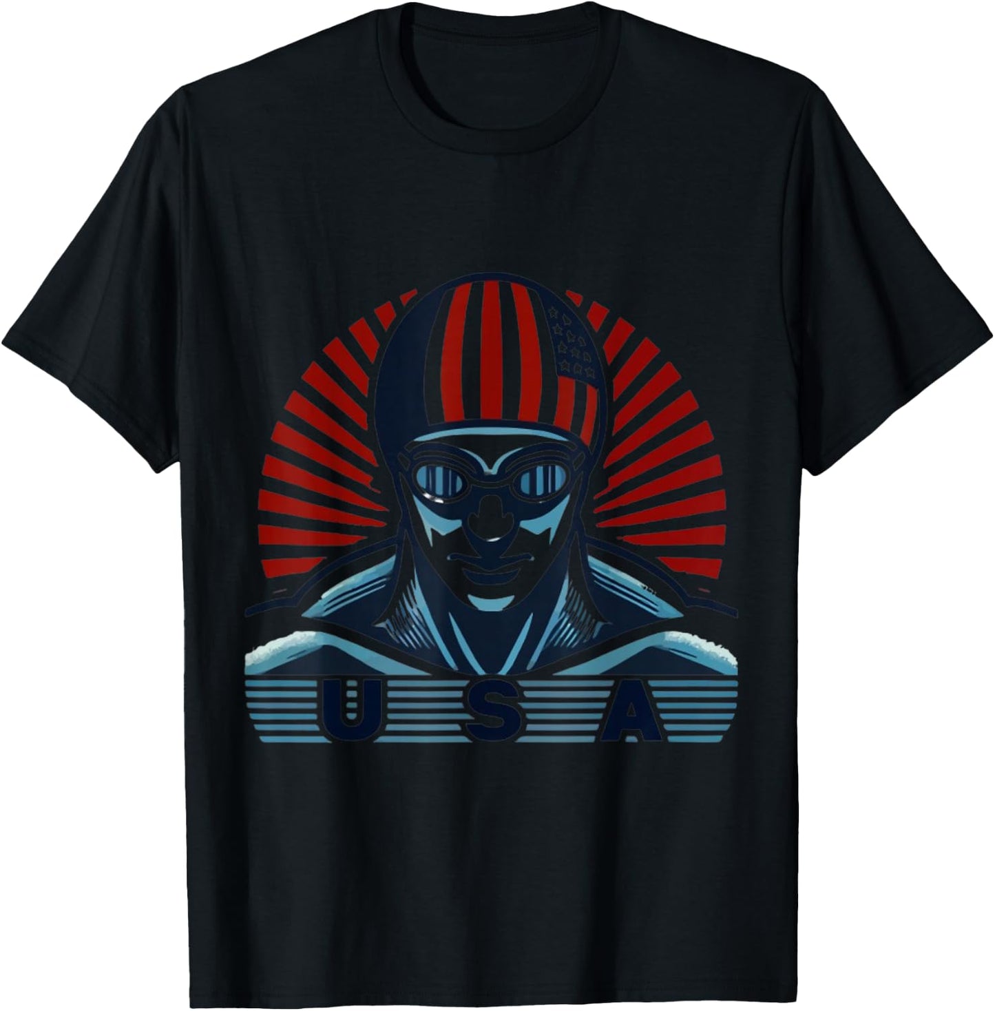 USA Swimmer Olympics Graphic Design T-Shirt - T-Shirt | Black
