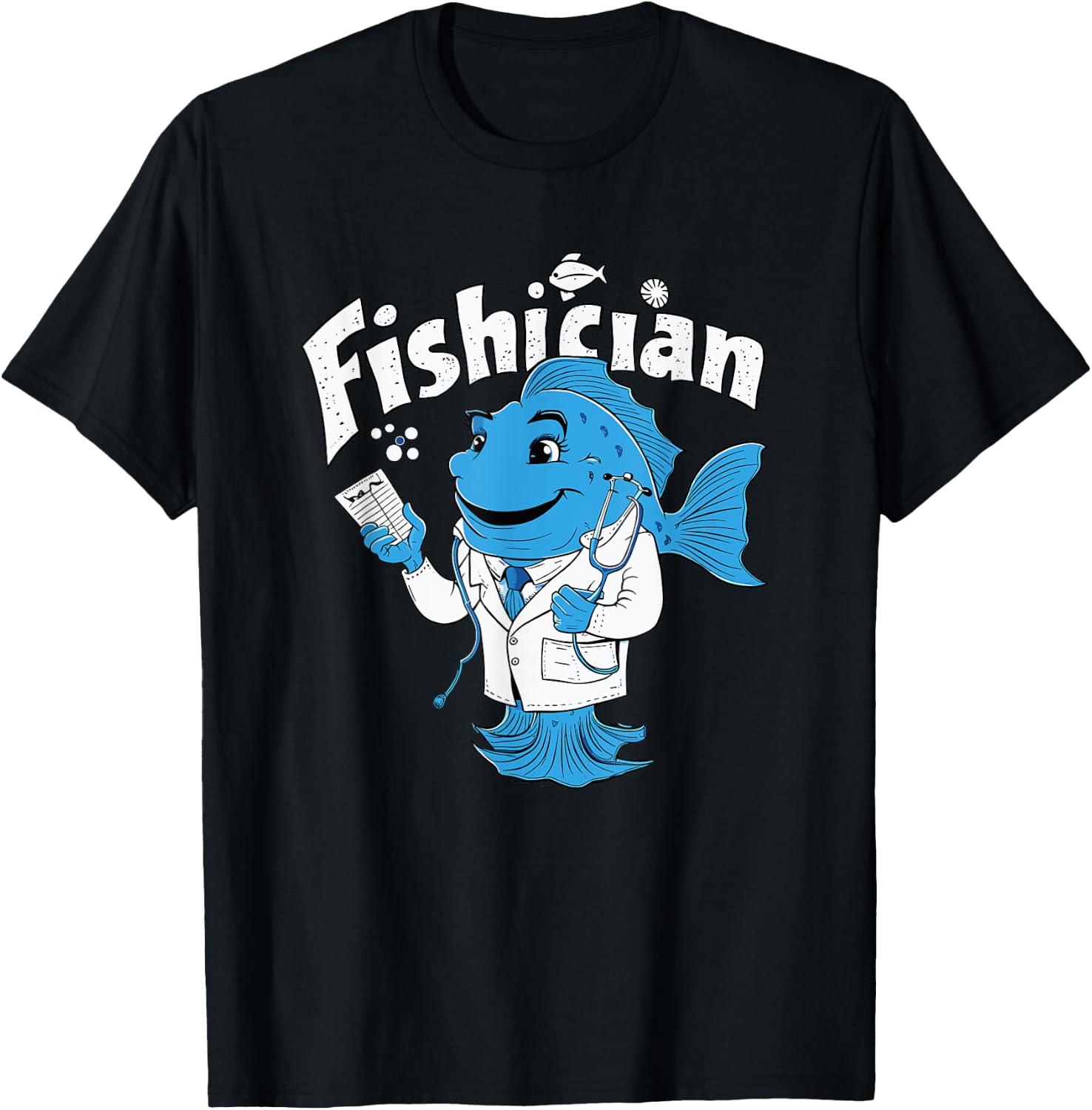 Fishician Funny Fish Doctor Medical Professional T-Shirt - T-Shirt | Black