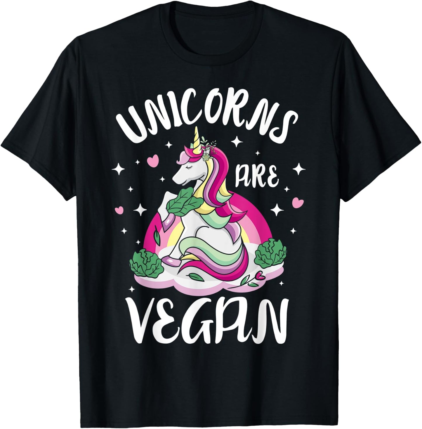 Kawaii Unicorns Are Vegan Vegetarian Design & Women T-Shirt - T-Shirt | Black