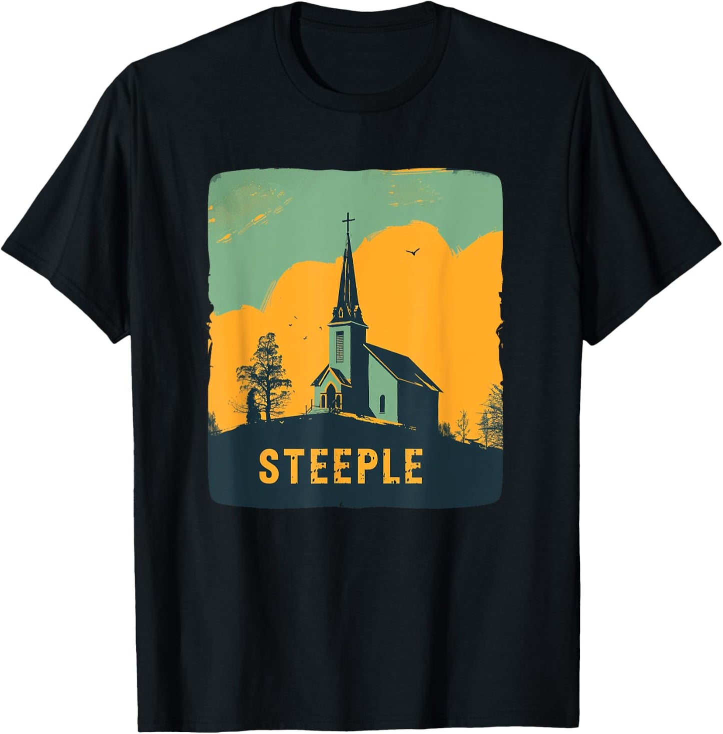 Nice Church with Steeple for Building Lovers T-Shirt - T-Shirt | Black