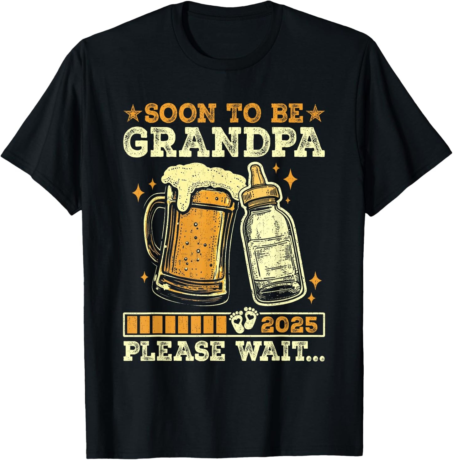 Soon To Be Grandpa 2025 Pregnancy Announcement Loading T-Shirt - T-Shirt | Black