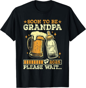 Soon To Be Grandpa 2025 Pregnancy Announcement Loading T-Shirt - T-Shirt | Black